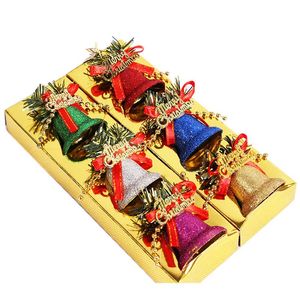6pcs/conjunto decoração de Natal Bell colorido 5 cm de campainha de Natal de enxerto pendurado por porta para a decoração da árvore de Natal decoração