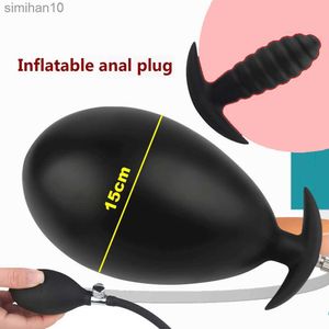 Anal Toys Inflatable Pump Anal Plug Silicone Super Big Butt Plug Dildo Prostate Massager Anus Extender Dilatador Sexules Toy for Women Man HKD230816