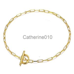 Pendant Necklaces 20/30/40/45CM Stainless Steel Square Link Chain Necklaces For Women Men Toggle Clasp OT Buckle Choker Collar Hip Hop Jewelry J230817
