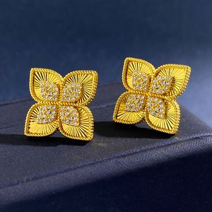 2023 fashion New arrive Four Leaf Clover stud earring Designer Jewelry Gold Silver Mother of Pearl Green Flower earring Link Chain Womens gift