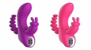 Kaninchen-Vibrator, G-Punkt-Dildo-Vibrator, Sexspielzeug für Frau, 12 Geschwindigkeiten, USB-Aufladung, Anal-Vibrator, Klitoris-Stimulator, Vagina-Massagegerät, Y1173445