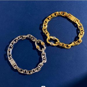 New Schlumbergers Set Trendy Pearl Marker T Thick Necklace Seg for Men Loop Interlocking Chain Women Bracelet Designer Jewelry Blue Box