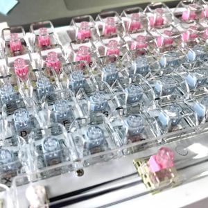 Tangentbord 132 Keys Crystal Transparent KeyCaps för MX Switch Mechanical Gaming Keyboard CBSA Profile Blank Backbelyst KeyCap Diy Custom GK61 230817