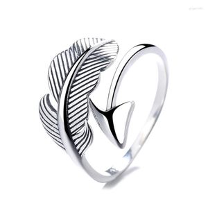 Anelli a grappolo A153JZFSilver Silver 925 Fashion Trendy Retro Beaul Beaul Angel Feather's Arrow's Arrow Ring Girl Girl Wedding Jewelry