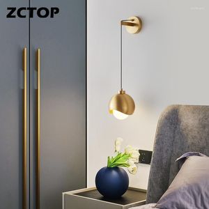 Wall Lamp Modern Black/Gold LED Light Northern Europe Glass Globe Copper Living Room Bedroom Bedside Sconces Decor Lighting