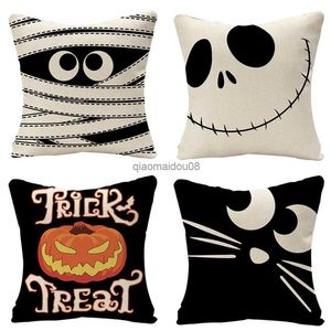 Pillow Case 2023 Neues Leinen Halloween Herbstkissen Cover 45x45 cm Bauernhaus Katze Hexen -Home -Wurfabdeckungen für Heimzimmer -Couch Dekor HKD230817