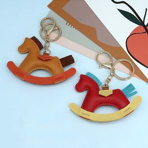 Bag Parts Accessories Women Leather Charms Bag Pendant KeyChain Cartoon Rocking Horses Keyring Cute Animal Ornament Accessories Decoration Gift 230816