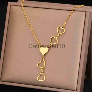 Pendant Necklaces Stainless Steel Necklaces Light Luxury Elegant Delicate Heart Pendant Charm Chain Korean Fashion Necklace For Women Jewelry Gift J230817