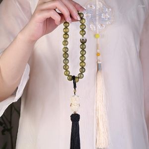 Strand Natural Green Sandalwood Handheld Bodhi Bracelet Comes With A Fragrant Fragrance Tassel Style Buddha Beads Prayer Jewelry