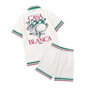 Maglietta da uomo Casablanca 23SS Designer Shirt Stampato Camicia casual Casici Womens Silk Shirt Sheeve T-Shirt Luxuria T-Shirt di alta qualità M-3XL