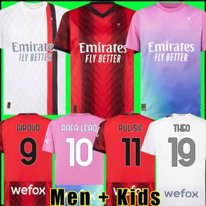 Pulisic 23 24 Soccer Jerseys Giroud Koche Ac Milans de Ketelaere Rafa Leao Theo Football Shirt 2023 2024 Men Kids Kit Boys Away Third 3rd999