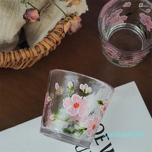 Wine Glasses 150ml Japanese Style Transparent Water Glass Peony Hand Made Crystal Whisky Cup Coffee Milk Whiskey