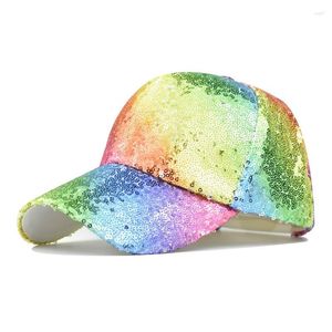 Ballkappen Baseball -Mütze Pailletten glänzend Messy Bun Snapback Hut Sun Frauen Mädchen Feste Farben Trucker Schnell trockener Hüft -Hop Visier Visor