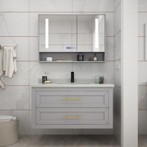 Bathroom Sink Faucets Solid Wood Cabinet Combination Washbasin Minimalist Washstand Wall Cupboard Smart Mirror