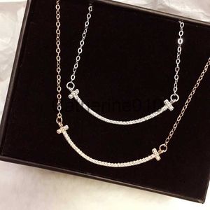 Pendant Necklaces REETI 2023 New 925 SterlSilver Zircon Smile Necklaces Pendants For Women WeddJewelry Christmas Gifts J230817