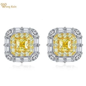 Charm Wong Rain Chic 100 925 Sterling Silver Citrine High Carbon Diamonds Gemstone Earrings Ear Stud Wedding Fine Jewelry Wholesale 230817