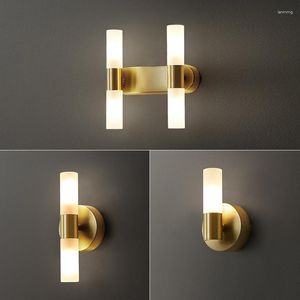 Стеновая лампа Nordic светодиодные медные стеклянные светильники для гостиной прикроватной коридор Декор освещение современное домашнее зеркало для ванной комнаты