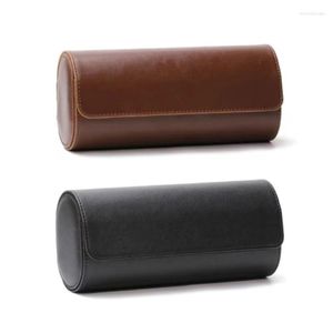 Watch Boxes Storage Box Portable Travel Bag Removable Dustproof Waterproof Wear-resistant Solid-color Leather Case