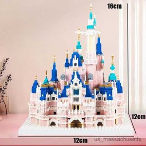 Bloki różowe zestawy modelu zamku Mikro mini blokki budulcowe dla dorosłych księżniczki zamku architektura prezentowa Zespół B Construction Toy R230817