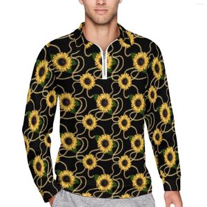 Polos maschile Sunflower elegante polo elegante camicie da uomo a catena dorata Shirt casual camicia casual collare vintage manica lunga magliette di grandi dimensioni