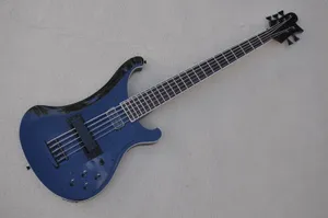 Factory Custom 5 Strings Black Electric Bass Guitar with Body Binding Rosewood Fingerboard Can be customized