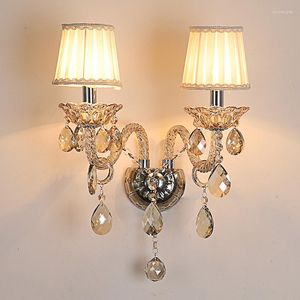Wall Lamp Home Apartment Decoration Room Living French European Vintage Lotus Crystal Glass Led Corridor Scorce Lights