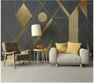 Sfondi personalizzati personalizzati papel de parede geometrica murale in oro per soggiorno divano camera da letto sfondo decorazione per la casa