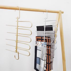 Ganci 5 in 1 Magic Caluser Rack Alluminio in lega pieghevole Trapa per pantaloni Pantaloni assemblati Scaffali di stoccaggio del guardaroba Organizzatore