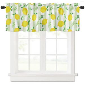 Perde sarı limon yeşil yapraklar çizgiler kısa perdeler mutfak kafe şarap dolabı kapı pencere küçük ev dekor perdeleri