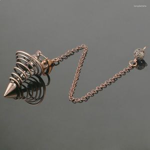 Chains Metal Pendulum Pendulo Radiestesia Pendulums For Dowsing Spiral Cone Antique Gold Silver Color Pyramid Pendule Reiki Amulet