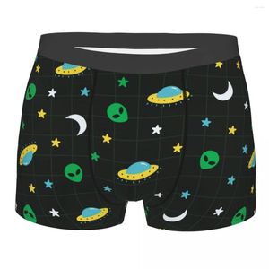 Underpants Men Alien Ufo Moon Star Outer Space Pattern Underwear Shorts Funny Boxer Shorts Homme Morb