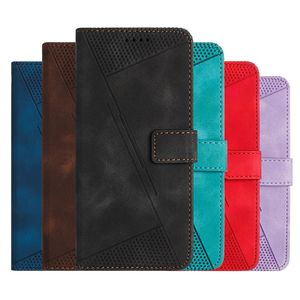 Fashion PU Leather Wallet Case For Xiaomi 13 Lite 12T 12 Pro Redmi K60 12C 10C A1 Plus 10 10A 9A Triangle Vertical Lines Card Slot Holder Flip Cover Kickstand Pouch