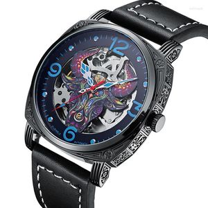 Wristwatches 3D Bull Head Men's Automatic Mechanical Watch Hollow Waterproof Fashion Business Men Luminous Hands