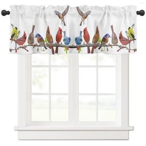 Curtain Animal Bird Twig Leaves Short Curtains Kitchen Cafe Wine Cabinet Door Window Small Wardrobe Home Decor Drapes