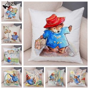 Pillow Case British Cartoon Bear Cushion Couse Sofa Dekoracja pokoju dziecięcego Śliczna obudowa zwierząt HKD230817