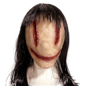 Andra evenemangsfestartiklar Faceless Cos Smile Halloween Horror Mask Full Head Scary Funny Headgear Latex Demon Mask Cosplay Party Helmet Haunted House Prop 230816