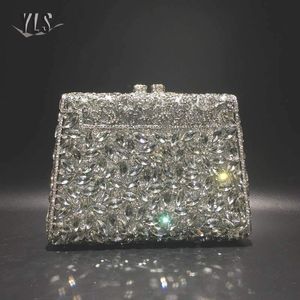 Abendtaschen berühmte Designer Luxus Silber Diamond Minaudiere Clutch Women Wedding Party Cocktail Handtasche Brautkristalltasche 230817