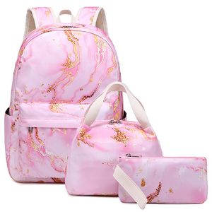 Okul çantaları 3pcs için gençler için kızlar sırt çantası set su geçirmez çanta sevimli kitap öğle yemeği kalem kutusu 230816