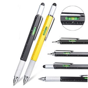 Ballpoint Pens Multifunction Metallic Pen Modern Handheld Tool Mät Teknisk linjal Skruvmejsel Pekskärm Stylus Spirit Nivå 230816