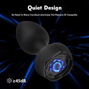 Anal Toys Light-up Rose Vibrating Anal Butt Plug with10 Frequency Vibration Remote Control Anal Plug Massager Vibrators Sex Toys for Adult HKD230816