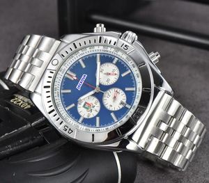 最高品質の男性ステンレス鋼の時計フル機能ストップウォッチファッションカジュアルクロックビッグマン腕時計豪華なクォーツムーブメントラミュアルセットオーガーウォッチギフト