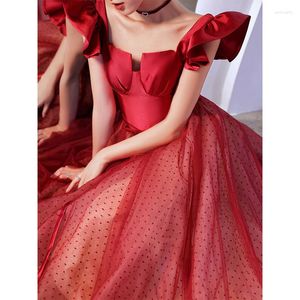 Abbigliamento etnico 2023 Bride Toast Formale Party Dests Women Long Floor Lunghezza A-Line Tulle Evening