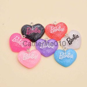 Kolye Kolyeleri 10 PCS Reçine Simülasyonu Glitter Heart Charms Düz Back Back Küpe Mücevher Kolyesi Anahtarları Makacessories Malzemeleri J230817