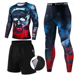 Herr termiska underkläder 3 bit för män manlig termo kickboxning kläder kostymer mma bjj tights set vinter lång johns träning 15