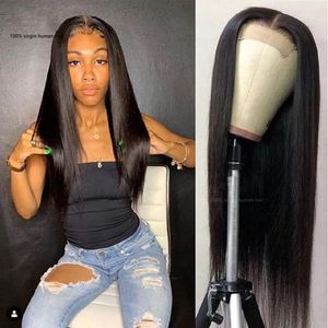 Brazilian 5X5 Lace Wig Silky Straight 10-34inch 150% Density 100% Human Hair Natural Color Free Part