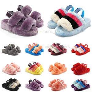 pantofole per designer da donna Fluff sandali sandali pelliccia Fluff furry Yea Slides Pantoufle inverno WGGS WGGS Balck Pink Famo