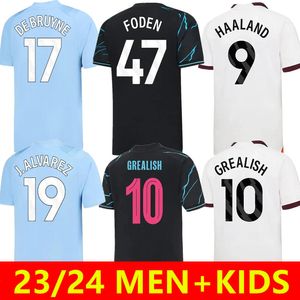 2023 2024 Haaland Soccer Jerseys de Bruyne Mans Cities Grealish Foden Ferran 23/24 Men Kids Football Shird Unileds Rodrigo J.Alvarez