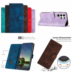 حالات محفظة جلدية لـ Samsung S23 Fe S22 M14 5G X Cover 5 6 4 M54 M53 M33 A54 A53 A34 A33 A32 A24 A23 Triangle Lines Lite Cash Cash Card Cover Cover Pouch