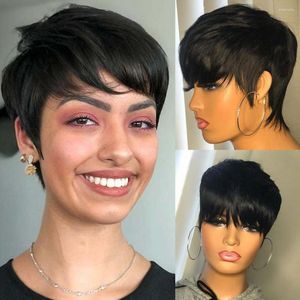 Pixie Black Pixie Cut Wig Human Hair pré -arrancou a Virgem Brasileira para Mulheres