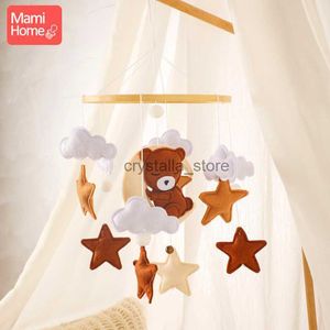 Wood Baby Crib Bed Bell Cartoon Bear Star Moon Crib Hang Toys Montessori Education Toy Cognitive Puzzle Kid Gift HKD230817